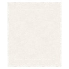 Plain Modern white handmade Wool Blend-Silk Rug for living room - Arioso