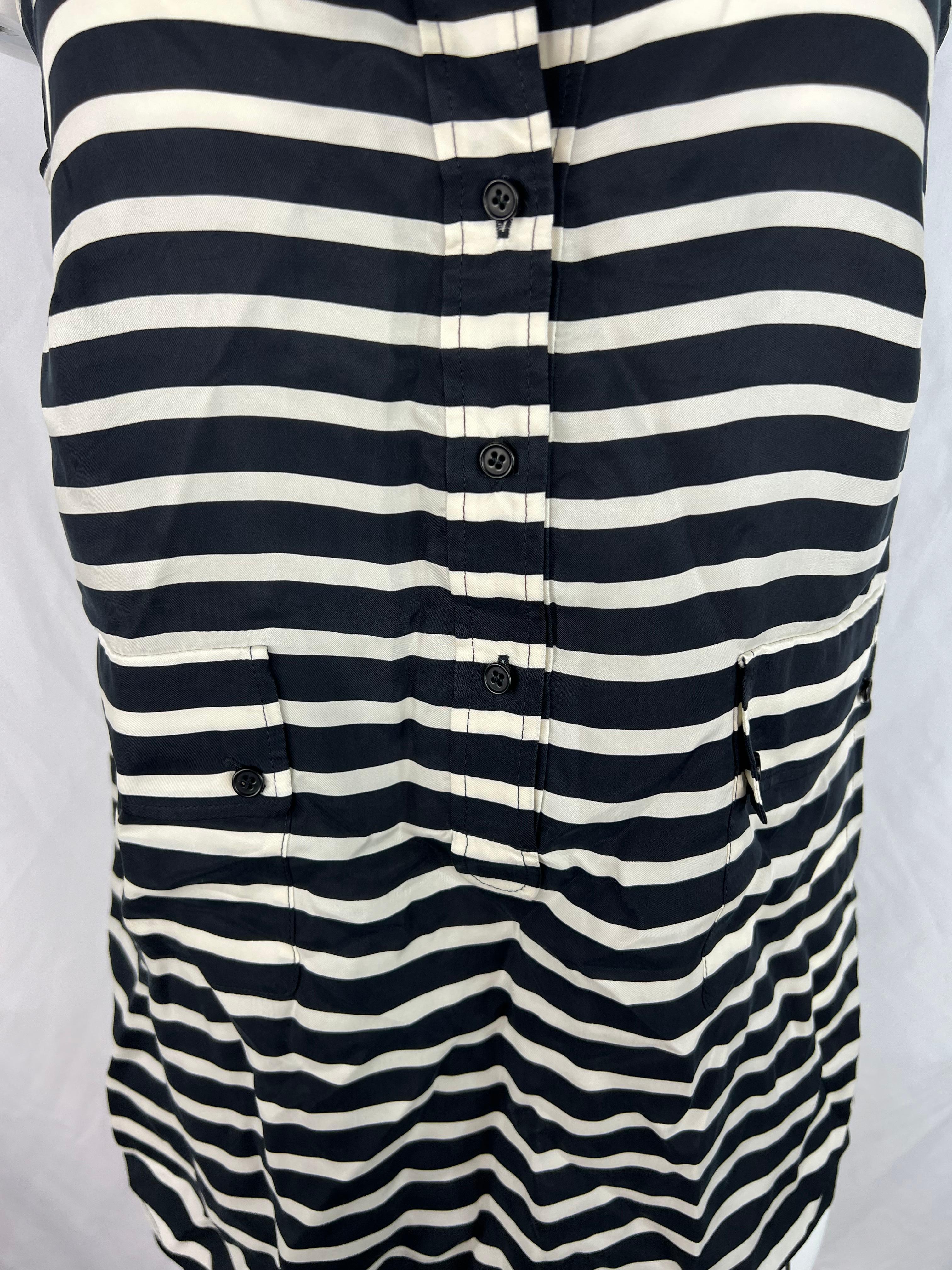Black Aris Punto Navy and White Striped Top For Sale