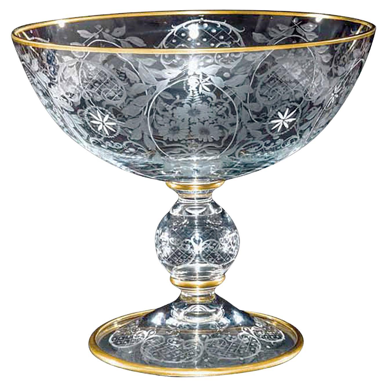 Arisocratische Obstschale aus Glas von Vetrerie di Empoli