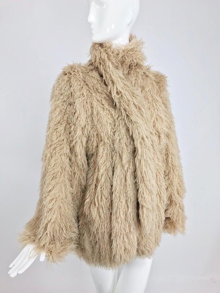 Arissa France Bone Faux Fur Jacket and Scarf 1980s For Sale at 1stDibs