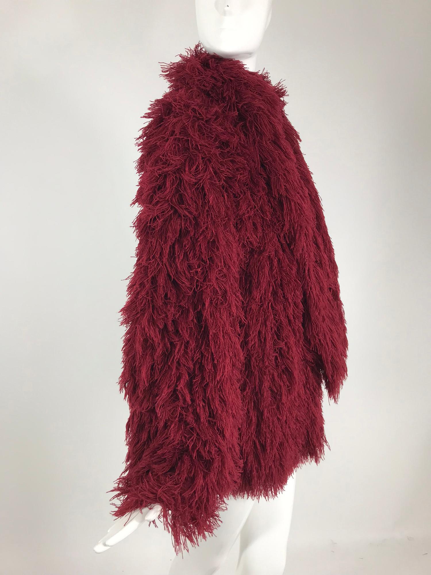 Women's Arissa France Burgundy Faux Fur Jacket and Scarf 1980s
