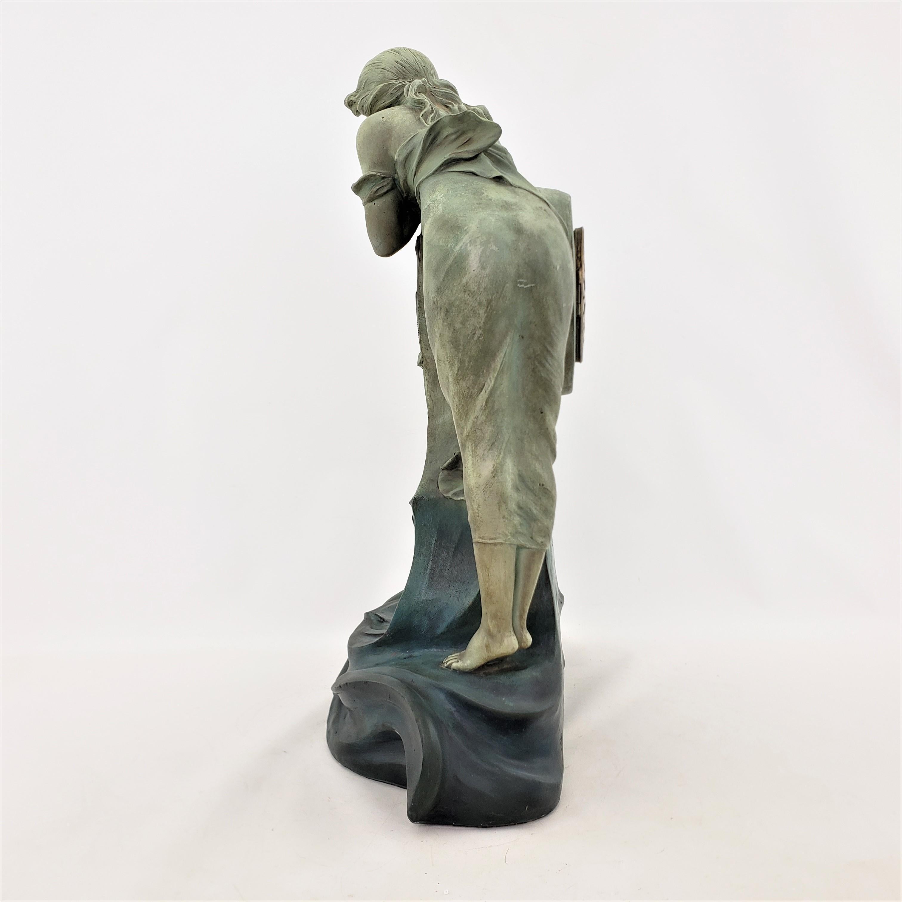 Aristede De Ranieri Signierte Jugendstil-Skulptur-Kaminuhr (Handgefertigt) im Angebot