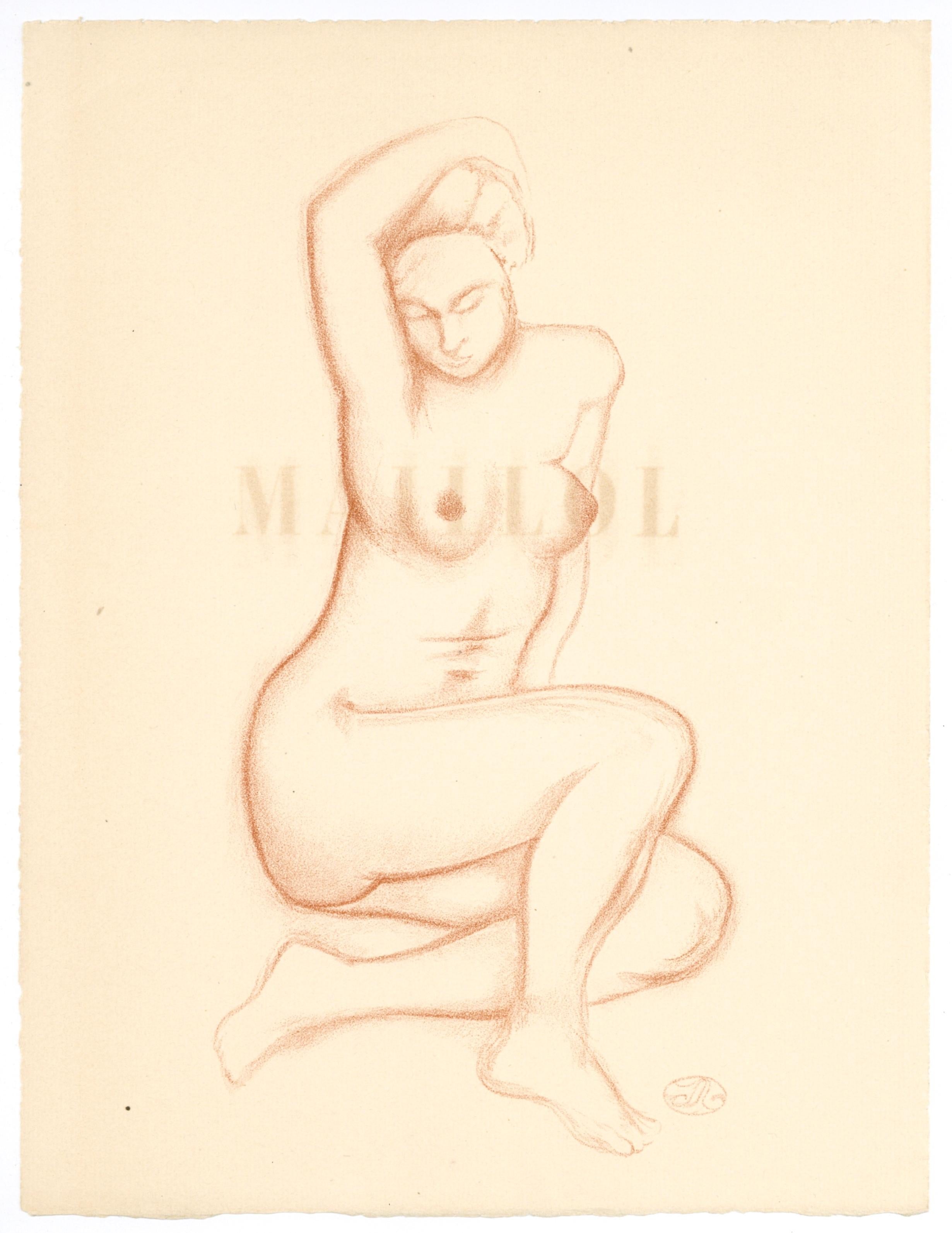 Medium: Lithographie (nach der Zeichnung). 1943 in Frankreich für die seltene Kunstrevue "Hommage" gedruckt und in einer limitierten Auflage von 1000 Exemplaren auf Montgolfier Annonay Büttenpapier veröffentlicht. Größe: 12 3/4 x 9 3/4 Zoll (325 x
