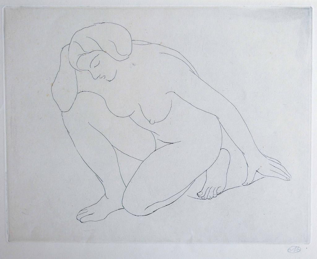 Femme Agenouillée sur le Genou... - Etching by Aristide Maillol - 1927