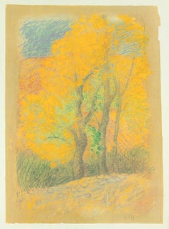 Litografia incorniciata di Paysage d'automne pastello dell'artista Aristide Maillol