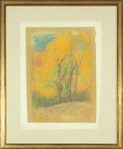 Vintage Framed lithograph of Paysage d'automne pastel by artist Aristide Maillol
