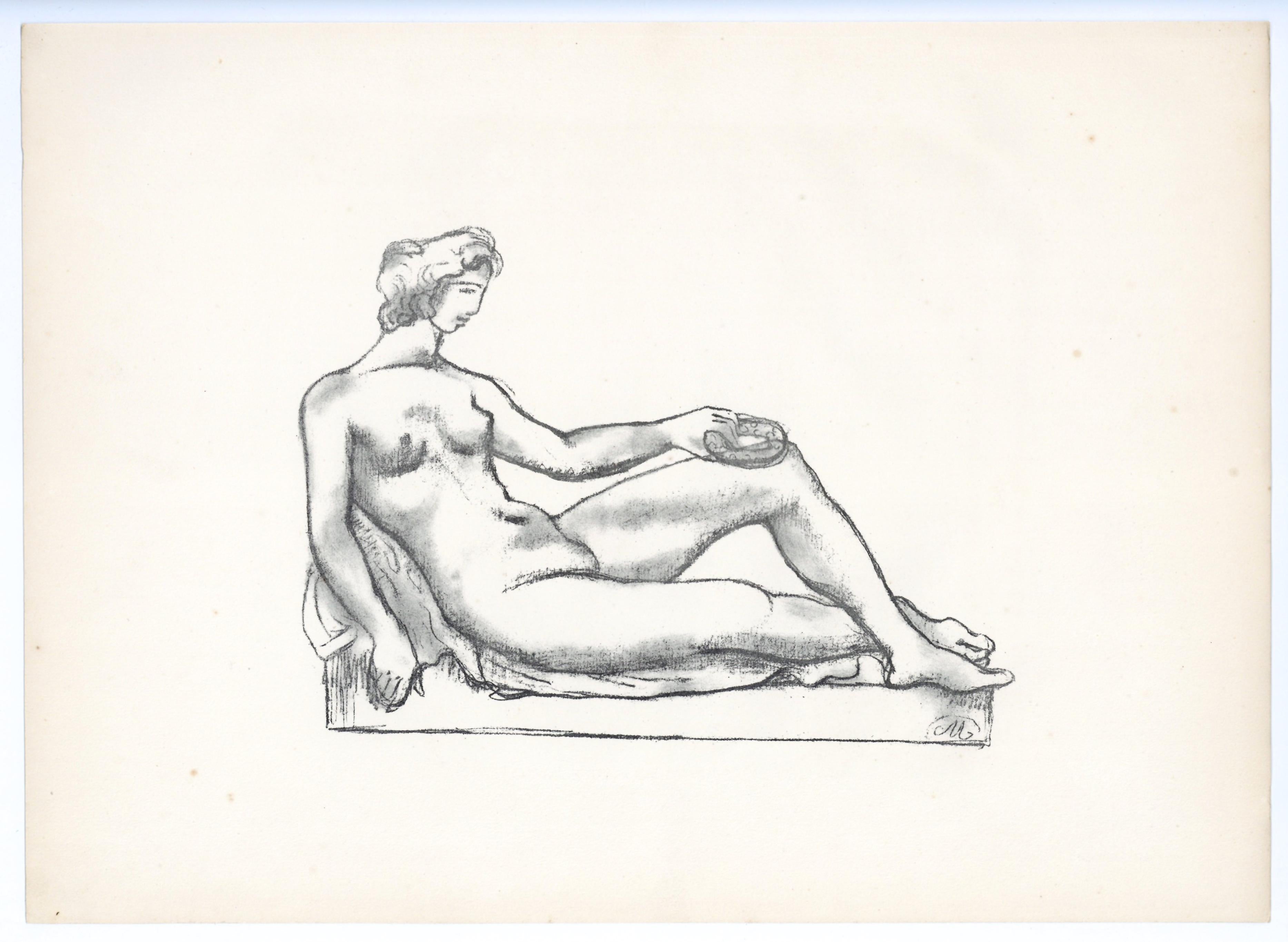 Aristide Maillol Nude Print - (Monument to Cezanne) original lithograph