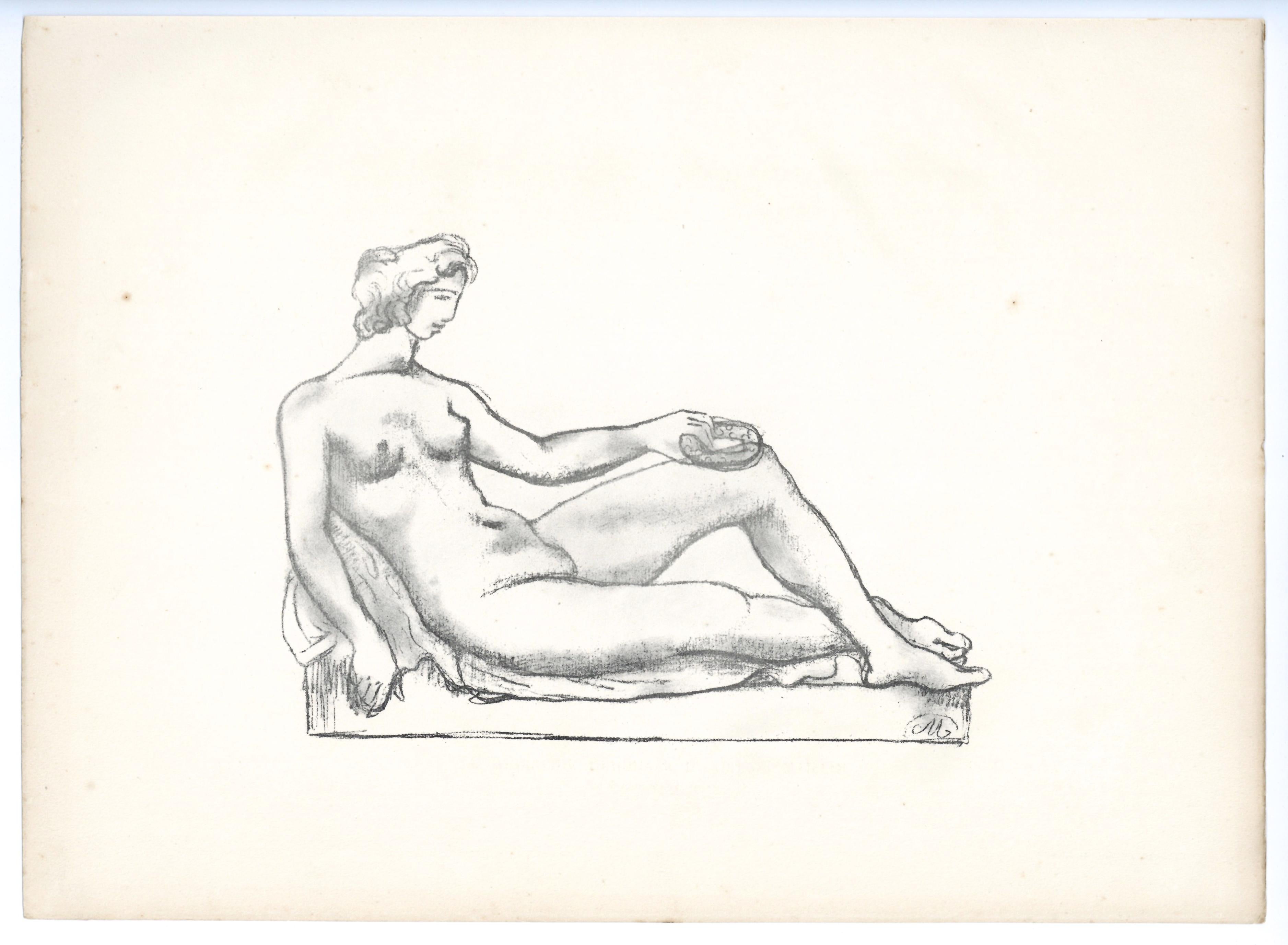 Aristide Maillol Nude Print - (Monument to Cezanne) original lithograph