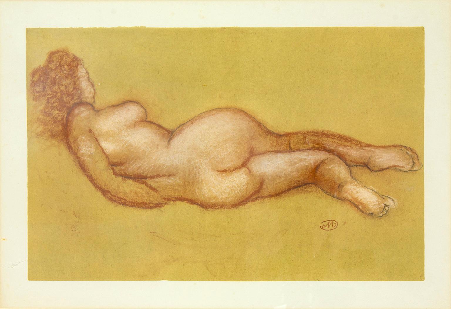 Lithographie de femme nue allongée encadrée debout encadrée par l'artiste Aristide Maillol en vente 1