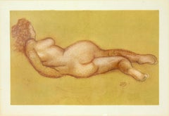 Nude Lying Down framed lithograph of woman by artist Aristide Maillol