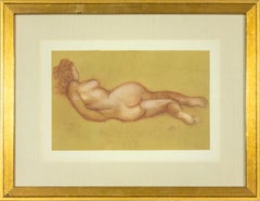 Nude Lying Down framed lithograph of woman by artist Aristide Maillol