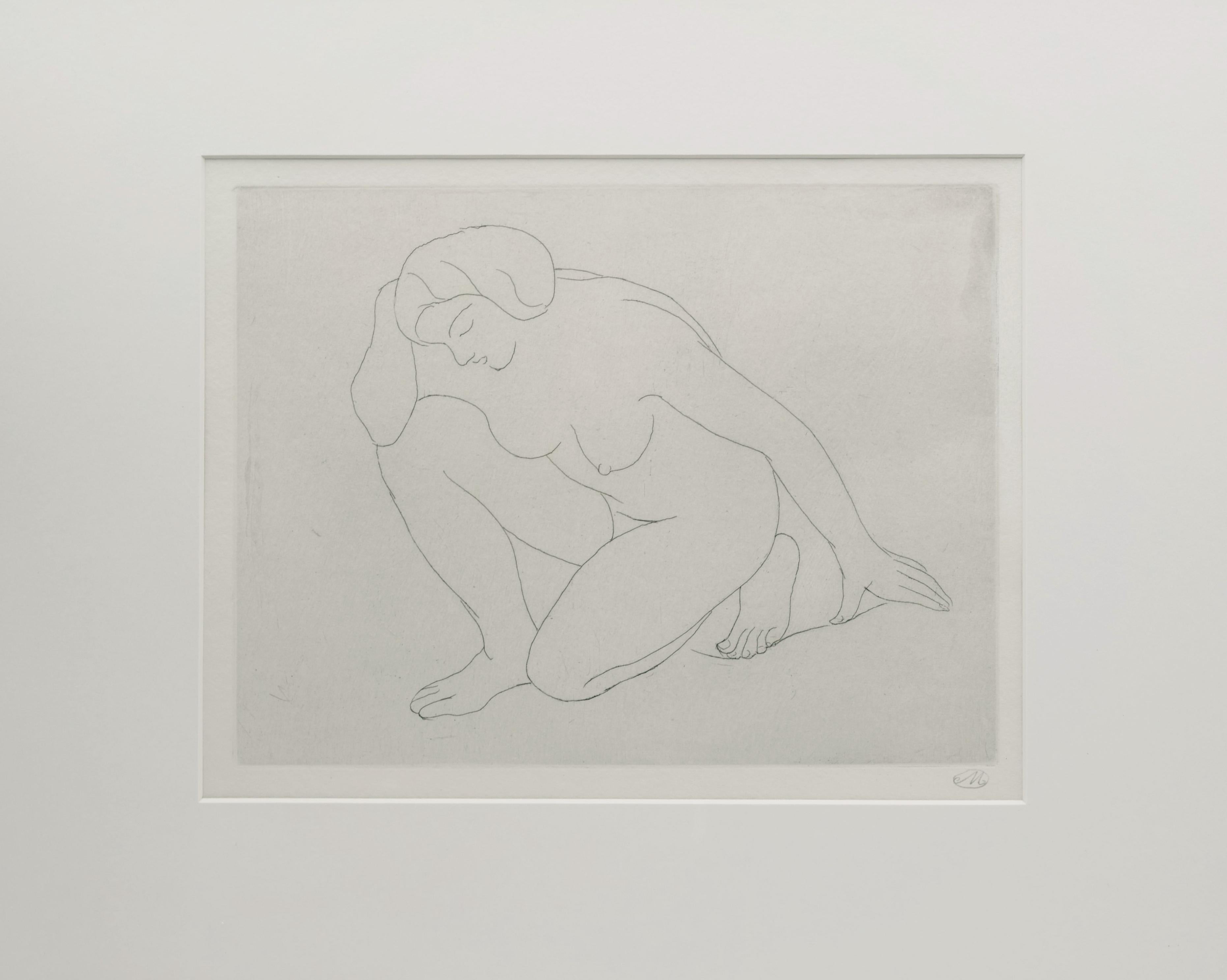 Woman kneeling on her left knee / - Birth of a new classic - - Print by Aristide Maillol