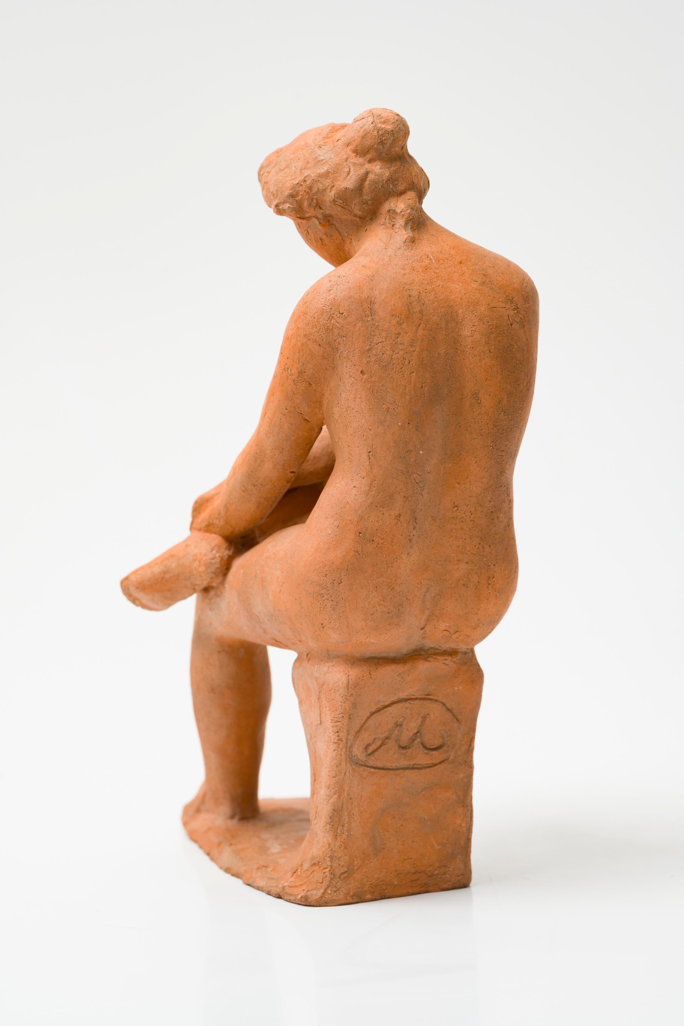 Femme Assise, Aristide Maillol, 1900 (Terracotta Hautfarbener Skurriler Frau) im Angebot 5