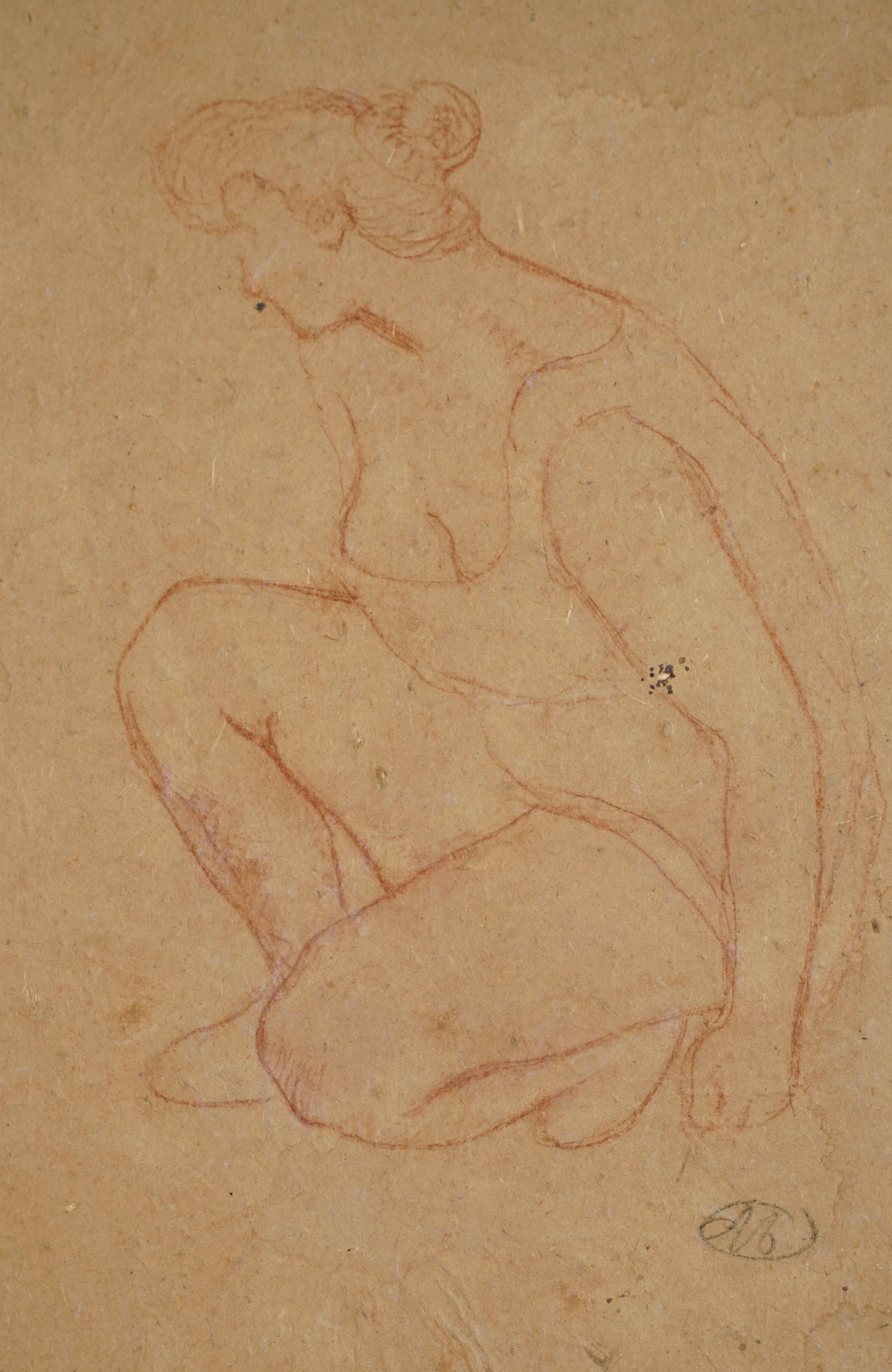 Hand-Painted Aristide Maillol Crayon Drawing, 1910