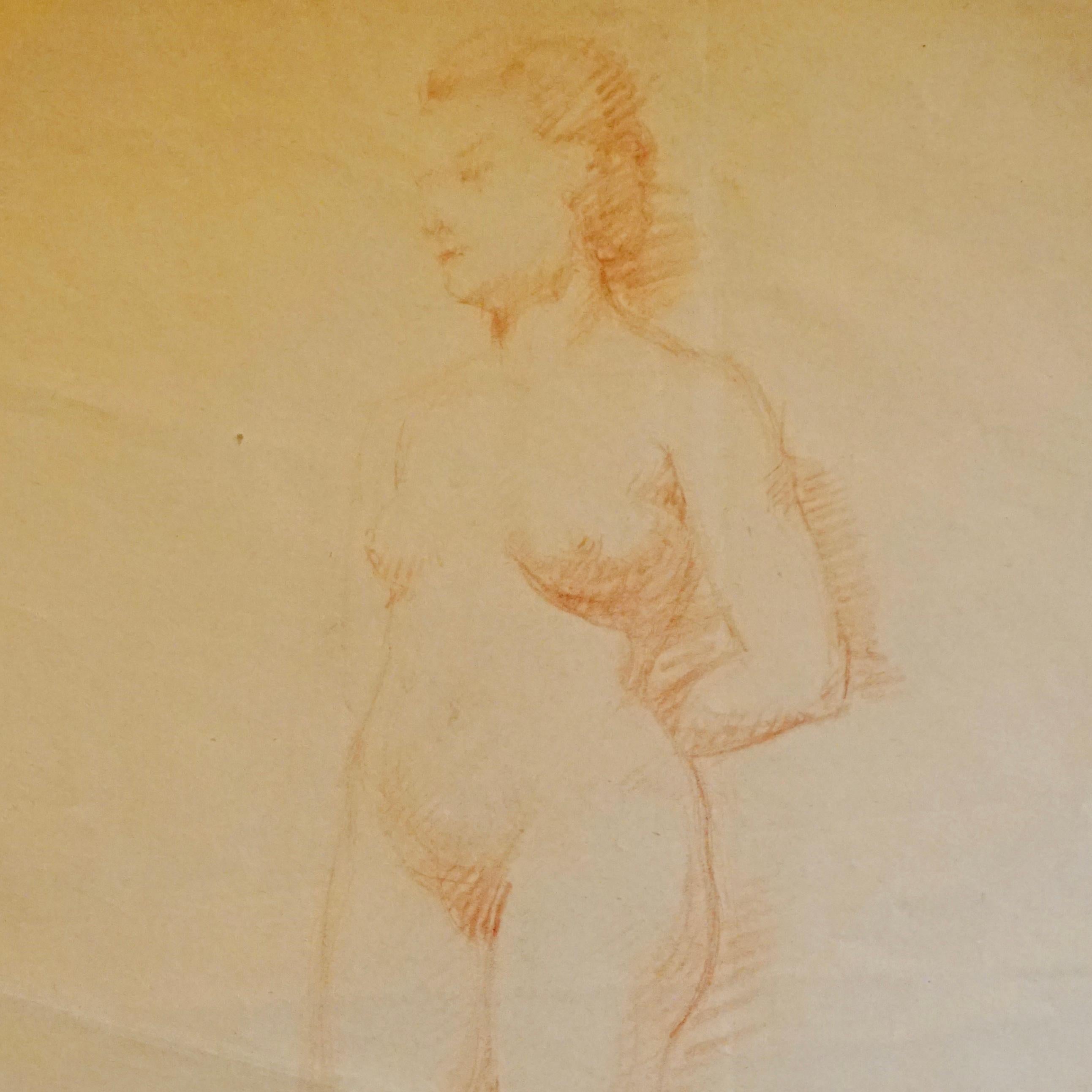 Mid-20th Century Aristide Maillol Original Sanguine Nude Drawing, 1950s For Sale
