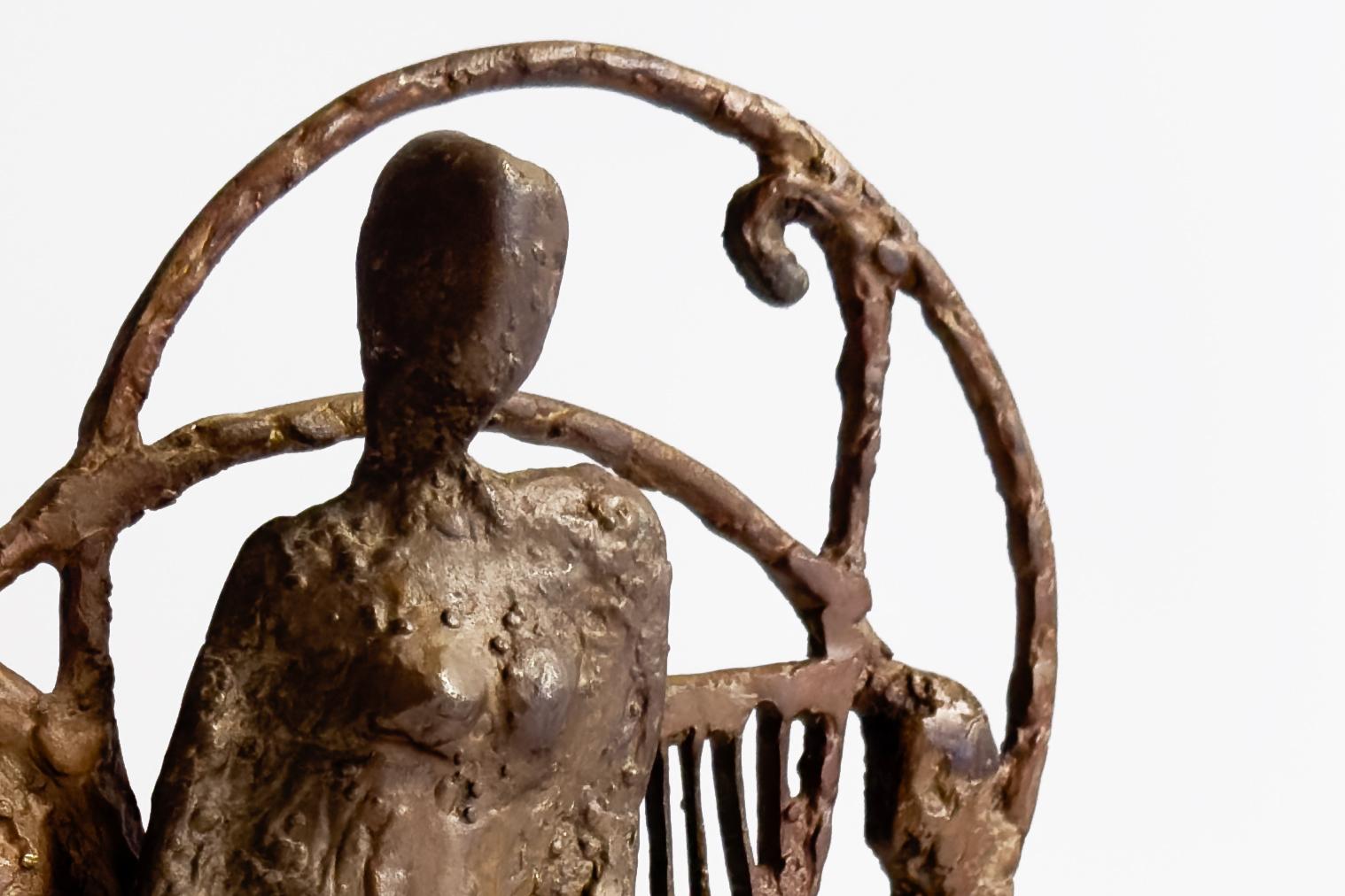 Patinated Aristide Patsoglou, Signed Sculpture in Bronze and Brown Patina, Abstract Design For Sale