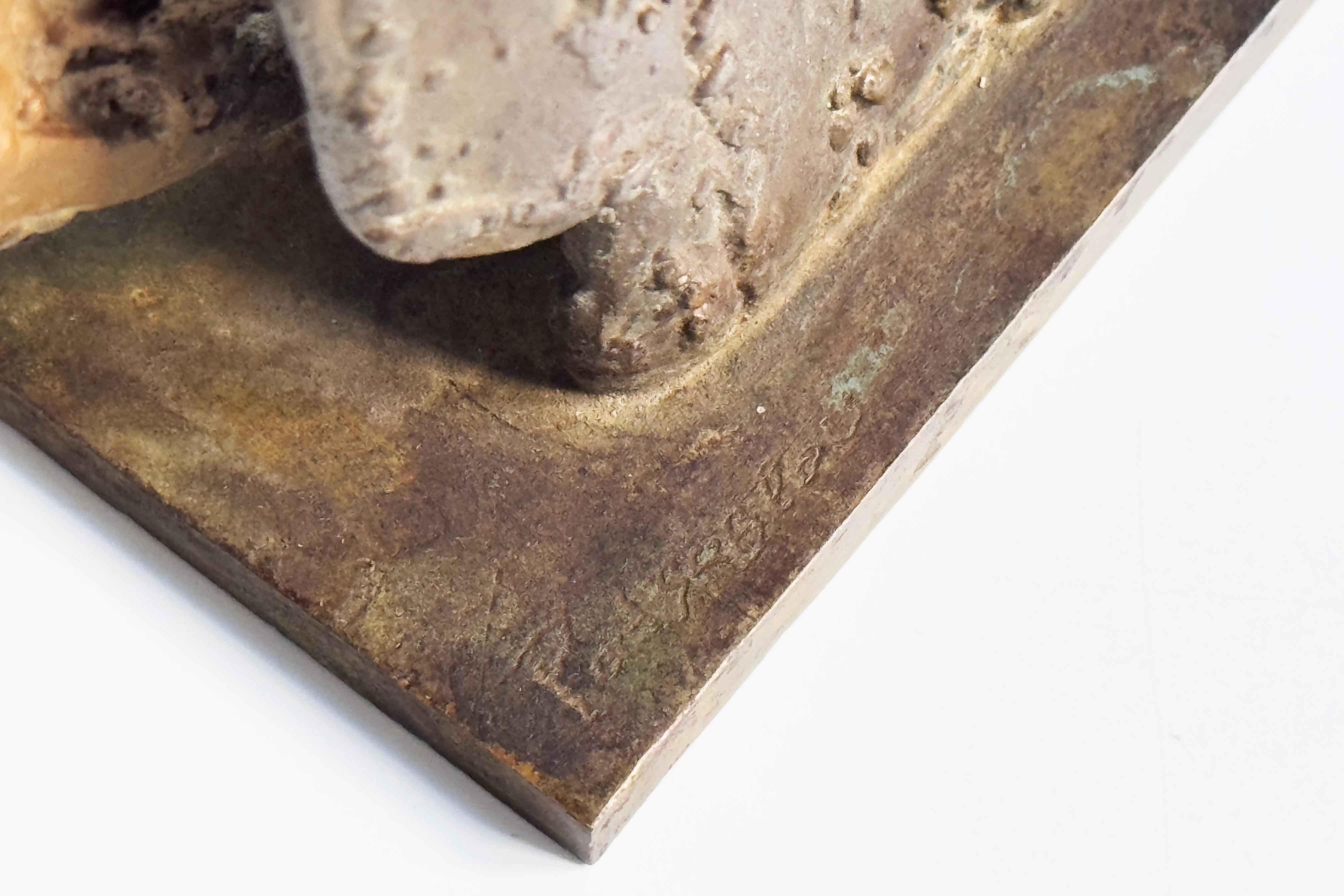 Aristide Patsoglou, Signed Sculpture in Bronze and Brown Patina, Abstract Design For Sale 4