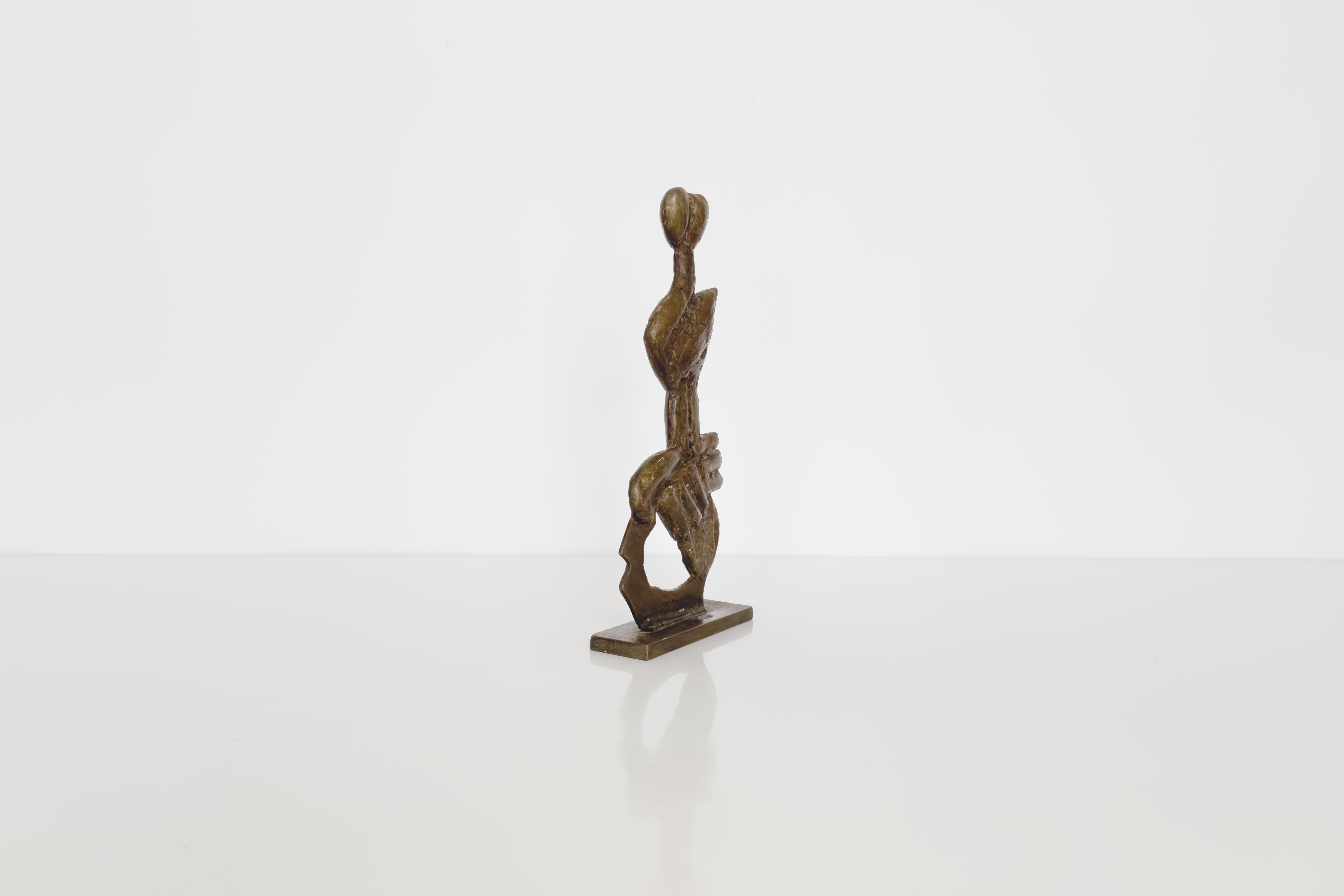XX secolo Aristide Patsoglou, Scultura firmata in bronzo e patina marrone-oro, astratta in vendita