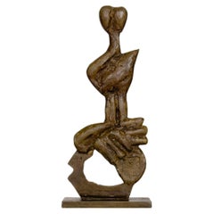 Aristide Patsoglou, Signierte Skulptur aus Bronze und gold-brauner Patina, Abstrakt