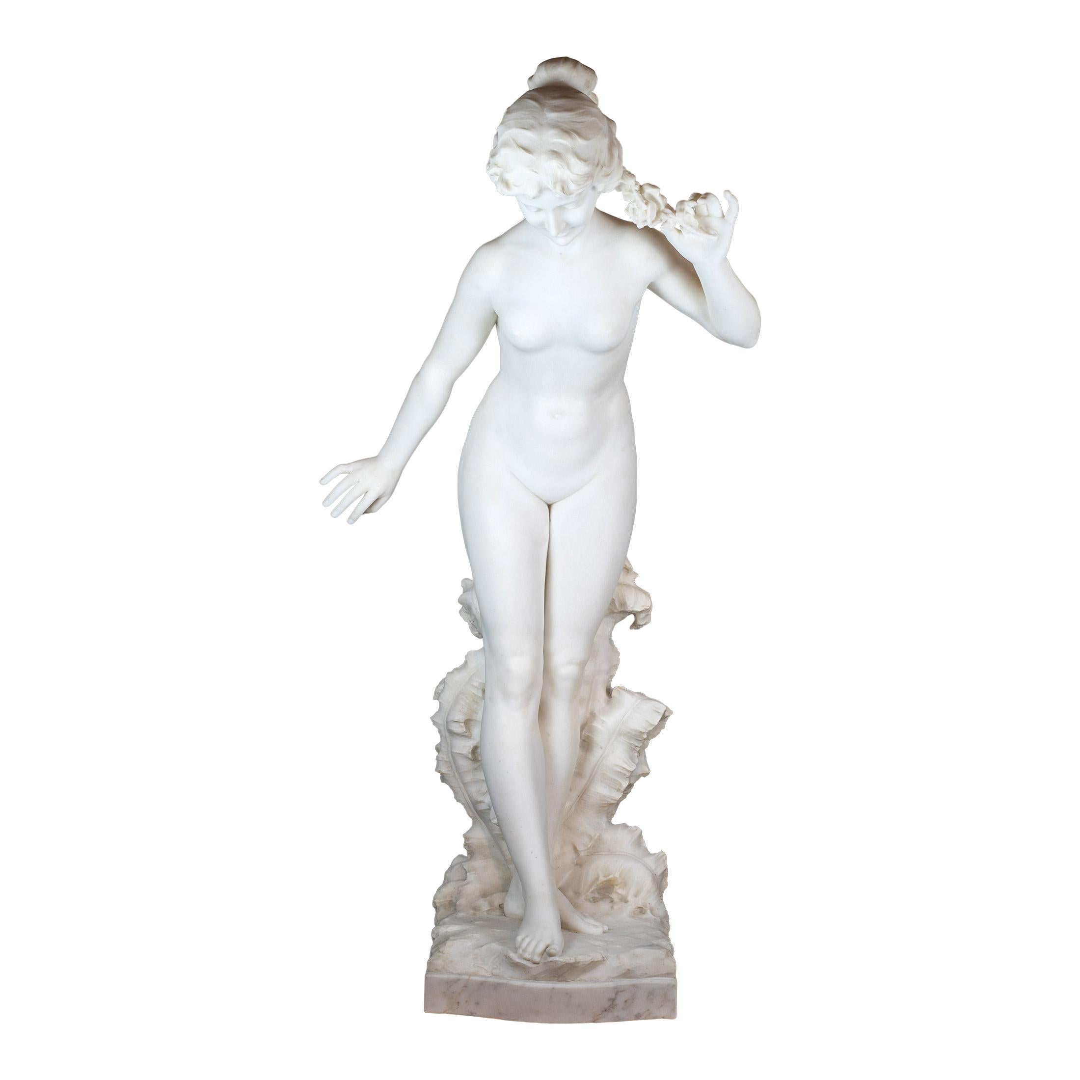 ARISTIDE PETRILLI 
Italien, (1868-1930)

Flora (Allégorie du printemps)
Signé Prof Pedrilli ; Galleria Bazzanti Firenze
49 pouces de haut (Statue) ; 32 3/4 x 19 1/4 pouces (Piédestal)


Notes : Marbre de carrare italien finement sculpté d'une beauté