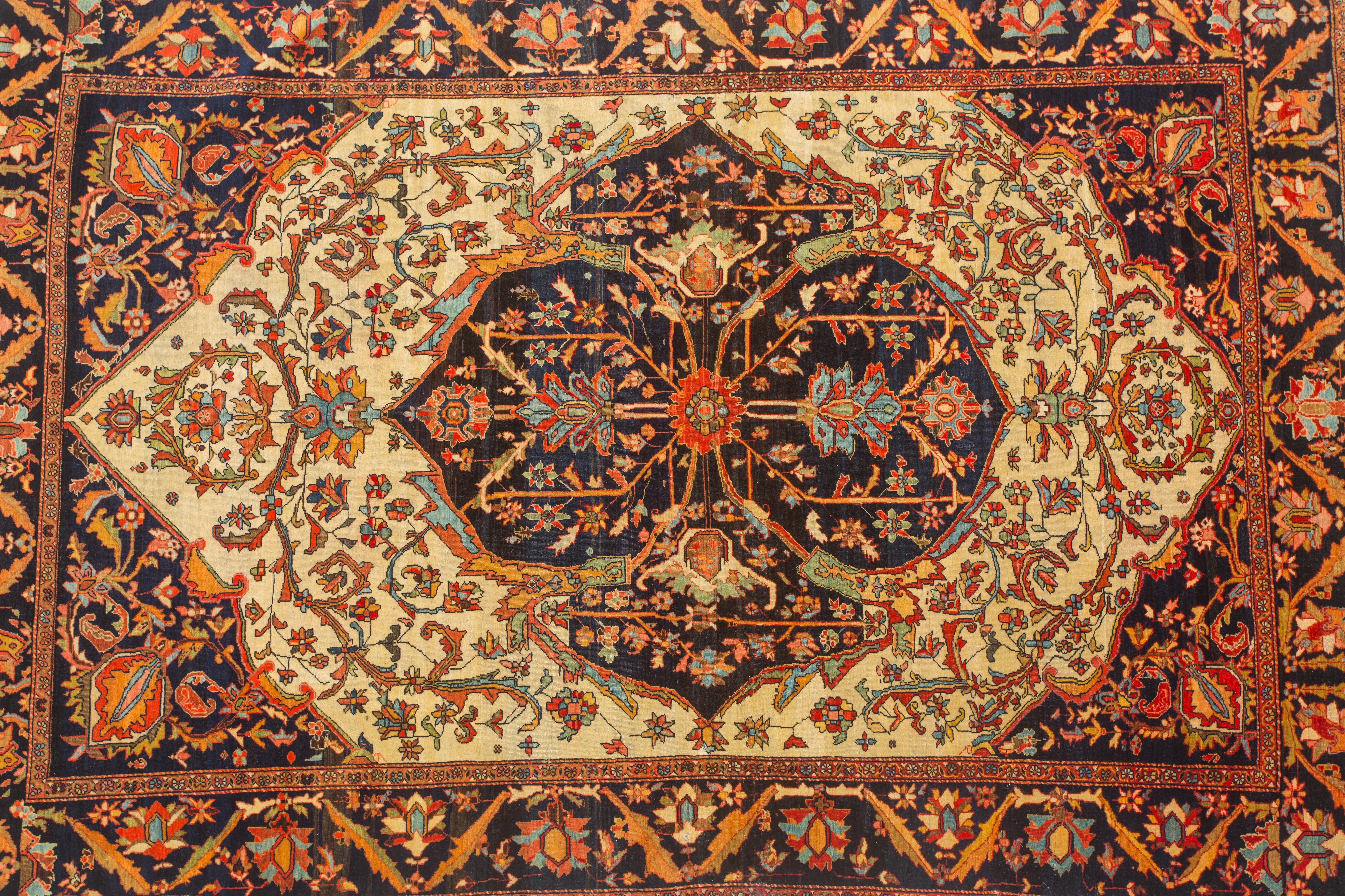 ARISTOCRATIC Ferahan Sarouk 1890
Measures: 6 ft 8 inches x 4 foot 4 inches

Ladies, if you seek a gift for your much loved man, to make him feel like a Prince, consider this little piece of aristocracy. 



Ferahan Sarouk carpets produced