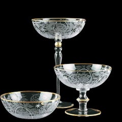 Aristocratic Large Glass Fruit Bowl in Gold by Vetrerie di Empoli