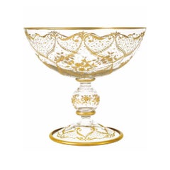 Aristocratica Fruttiera grande in vetro color oro di Vetrerie di Empoli