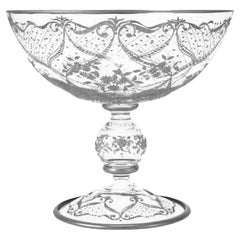 Aristocratica Fruttiera grande in vetro in argento di Vetrerie di Empoli