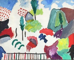 Paysage avec cyprès et clôture