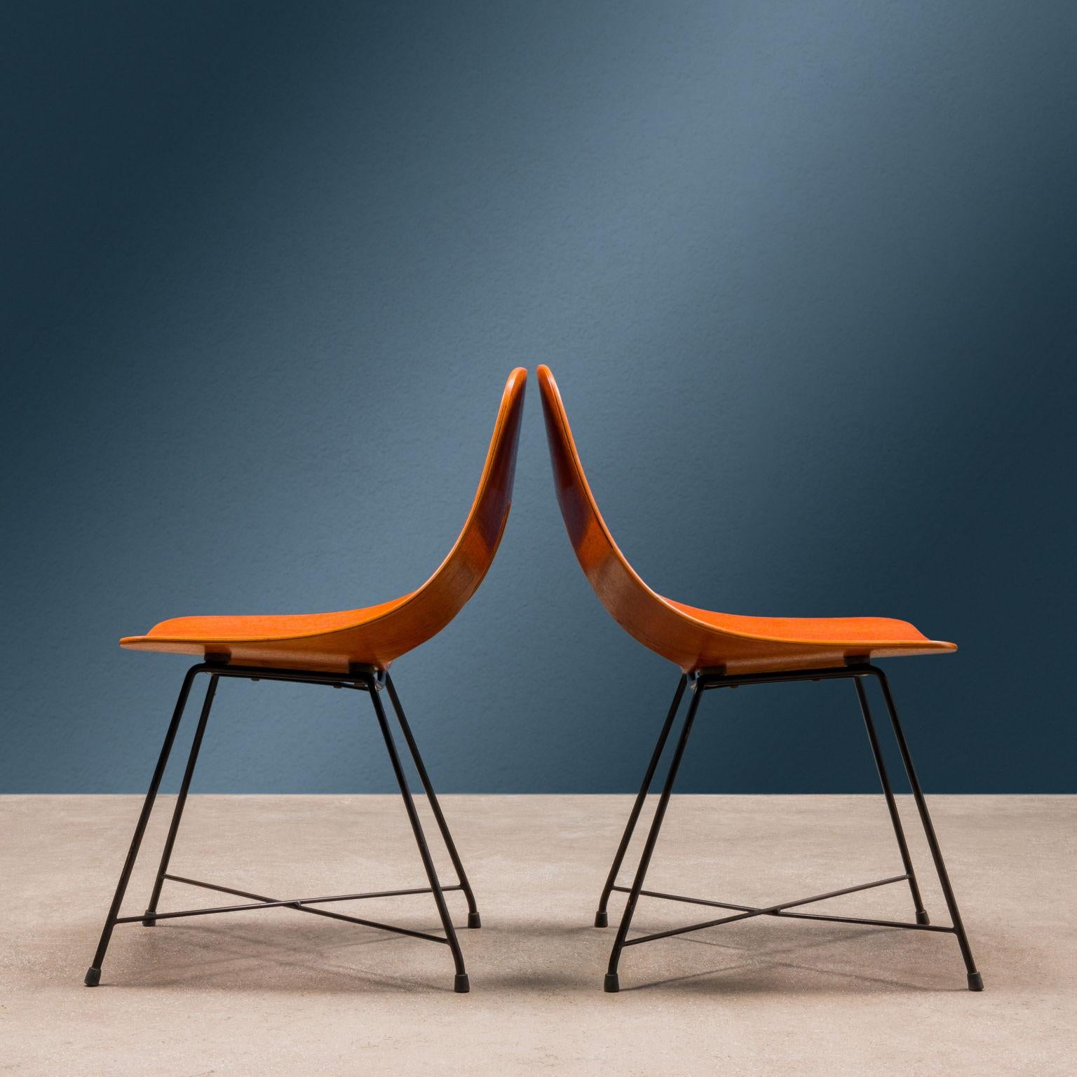 Mid-20th Century Ariston Chairs A. Bozzi for Saporiti Plywood Italy 1950s For Sale