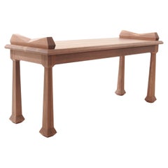 Neoclassical Cubist Polygonal Walnut Bench Faceted Classic Contemporary