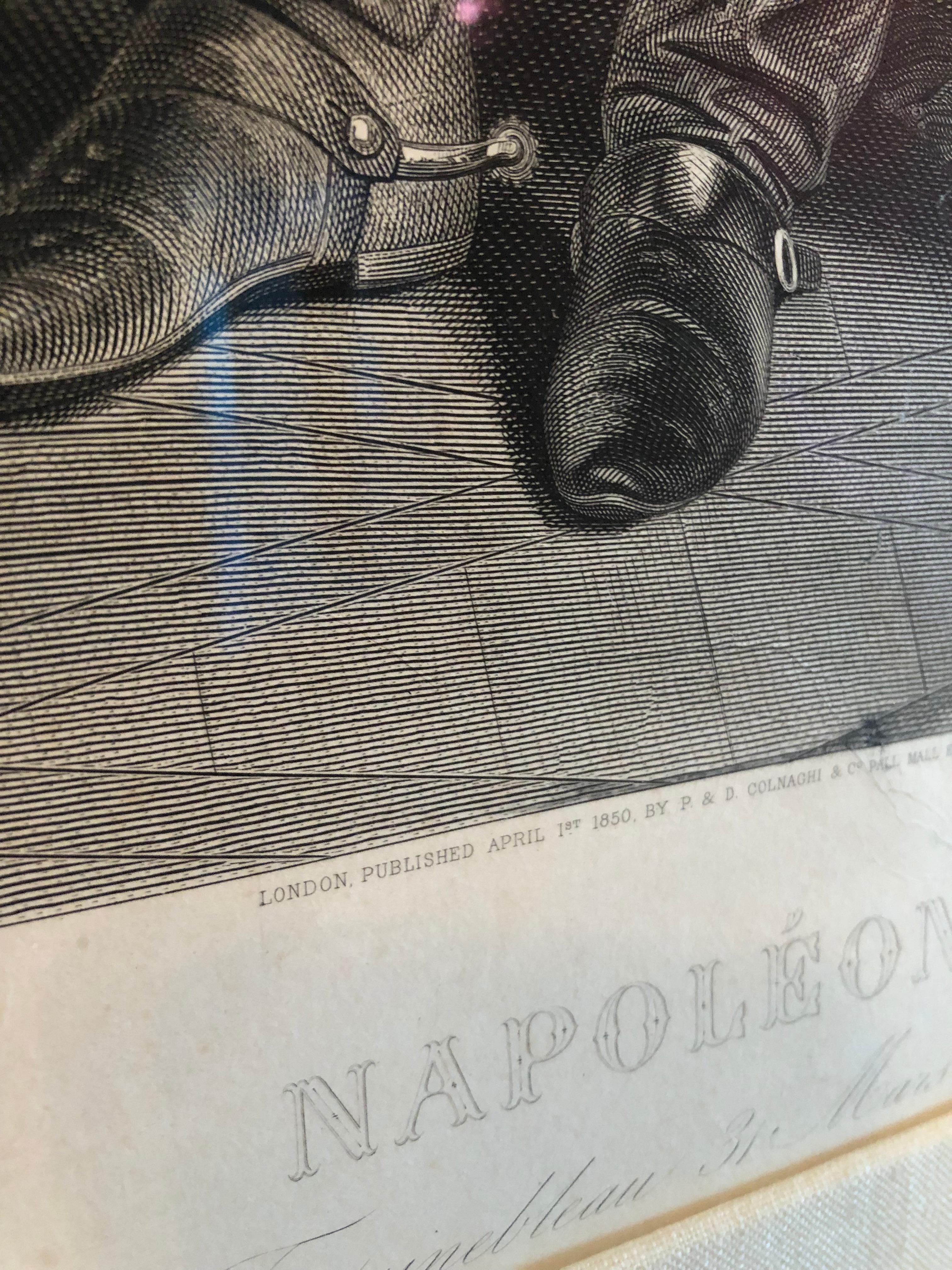 Bois doré Illustration Aristrocratique de Napoléon en noir et blanc dans un cadre ancien en vente