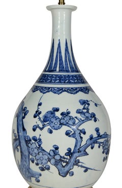 Arita Mid 17th Century Blue and White Japanese Porcelain Table Lamp