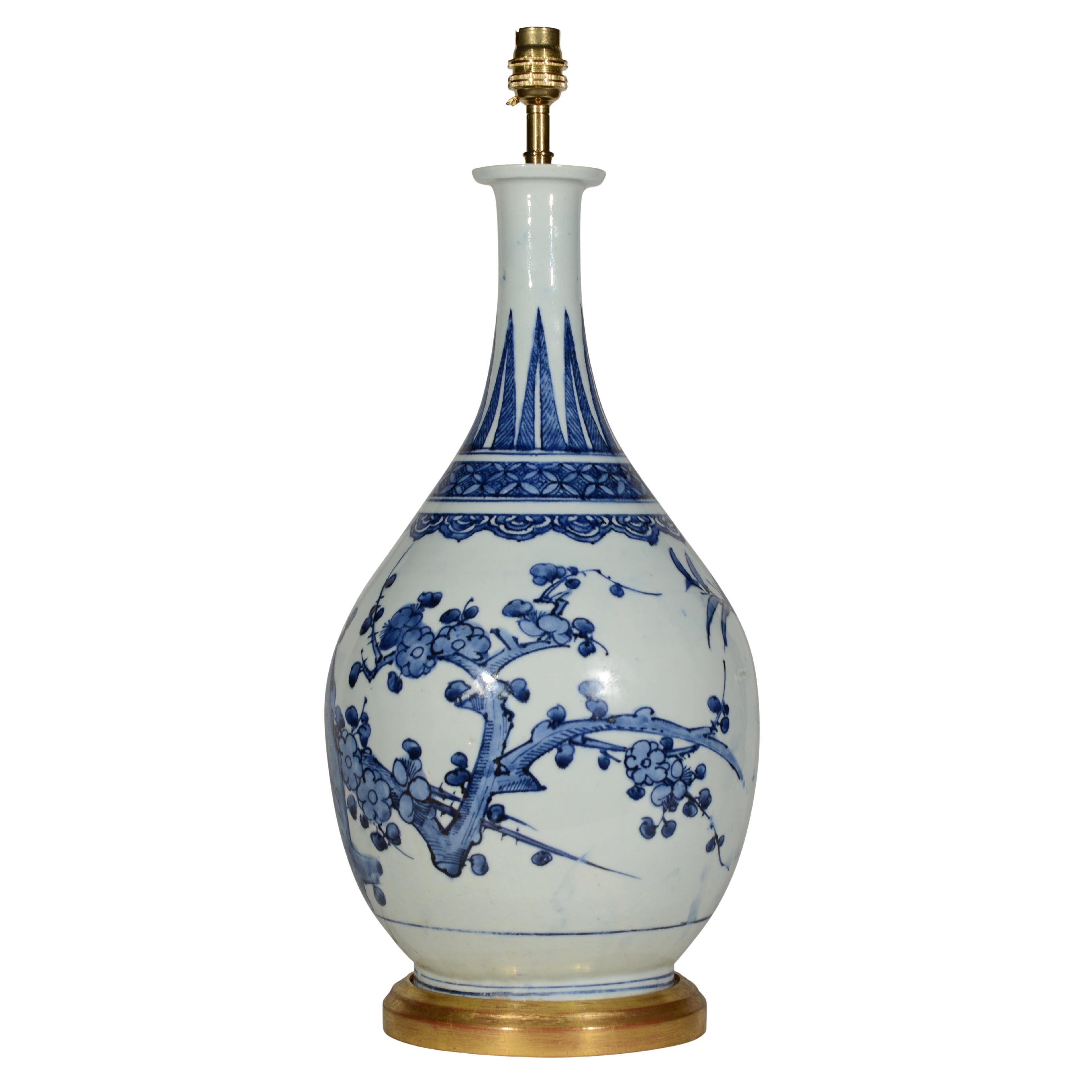Arita, lampe de table en porcelaine japonaise bleue et blanche du milieu du XVIIe siècle
