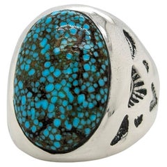 Artisanat d'Arizona : bague Kingman turquoise faite à la main (taille 9)