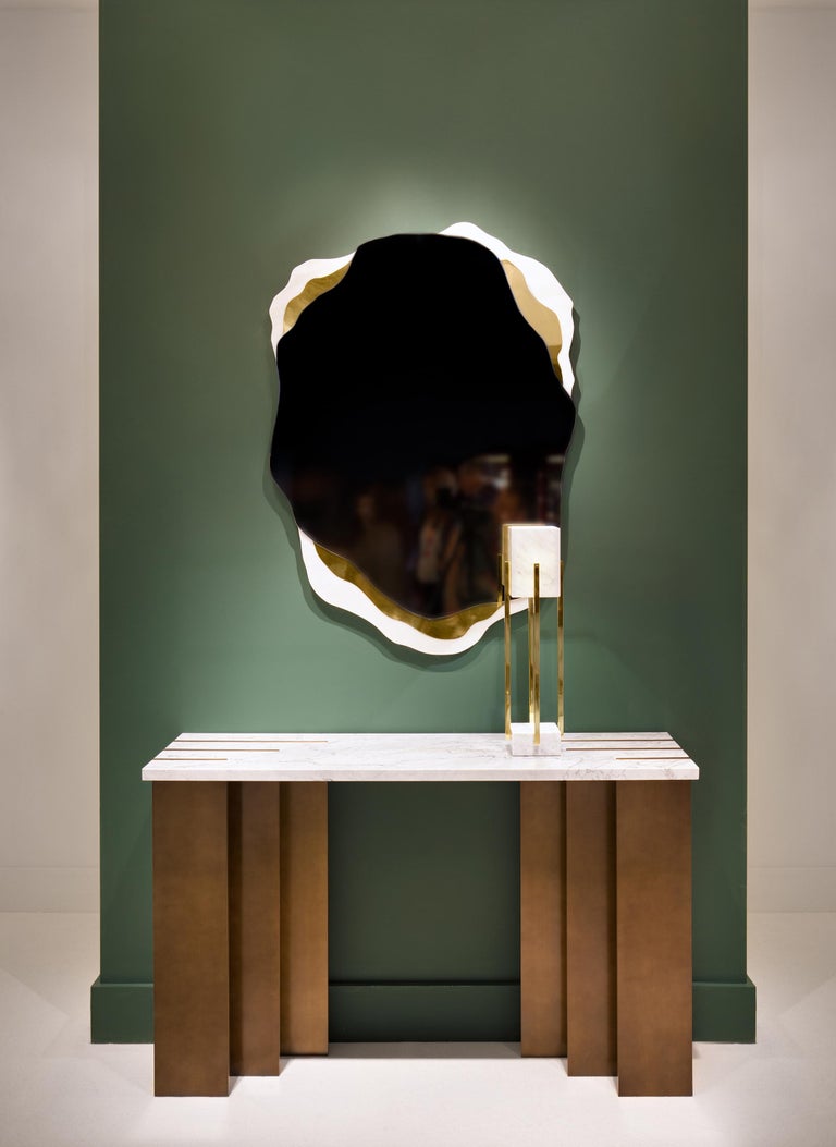 Modern Arizona Mirror, Brass and Estremoz Marble, InsidherLand by Joana Santos Barbosa For Sale