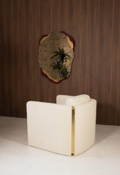 Natural organic shaped red lacquered brass Arizona mirror by InsidherLand