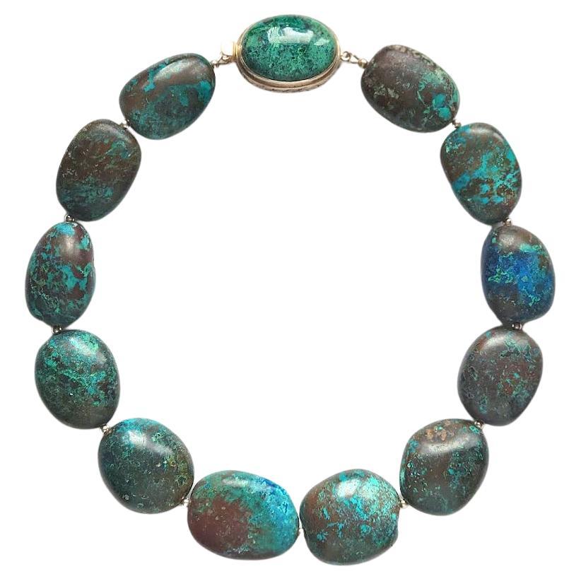 Details about   Blue/Green Chrysocolla Beads Silver Toggle Statement Necklace 19" FREE SHIPPING 