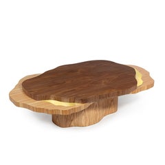 Natural organic shape walnut & oak brass Arizona coffee table by InsidherLand