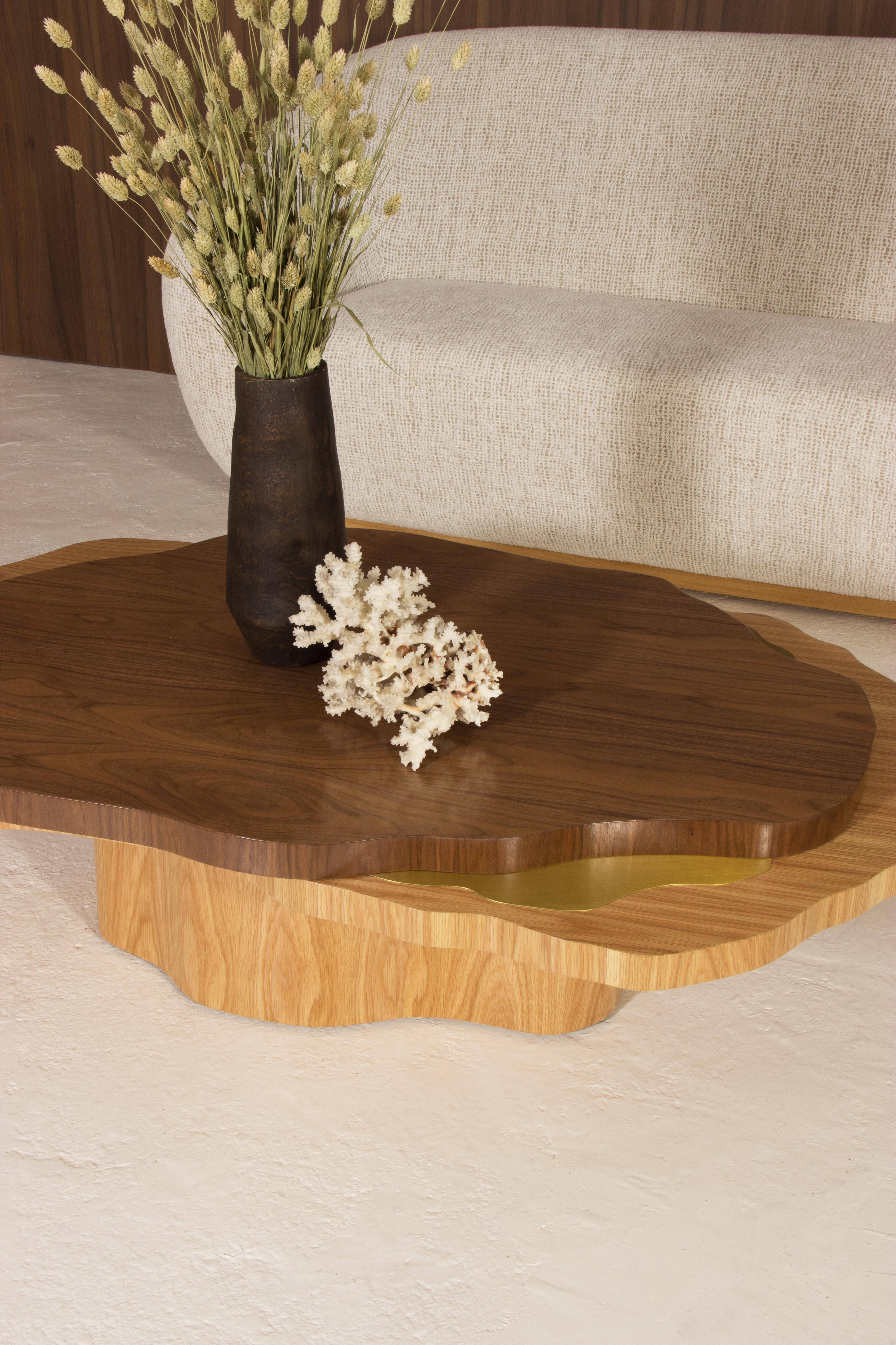 Brushed Arizona Coffee Table, Walnut Oak Brass, InsidherLand by Joana Santos Barbosa For Sale