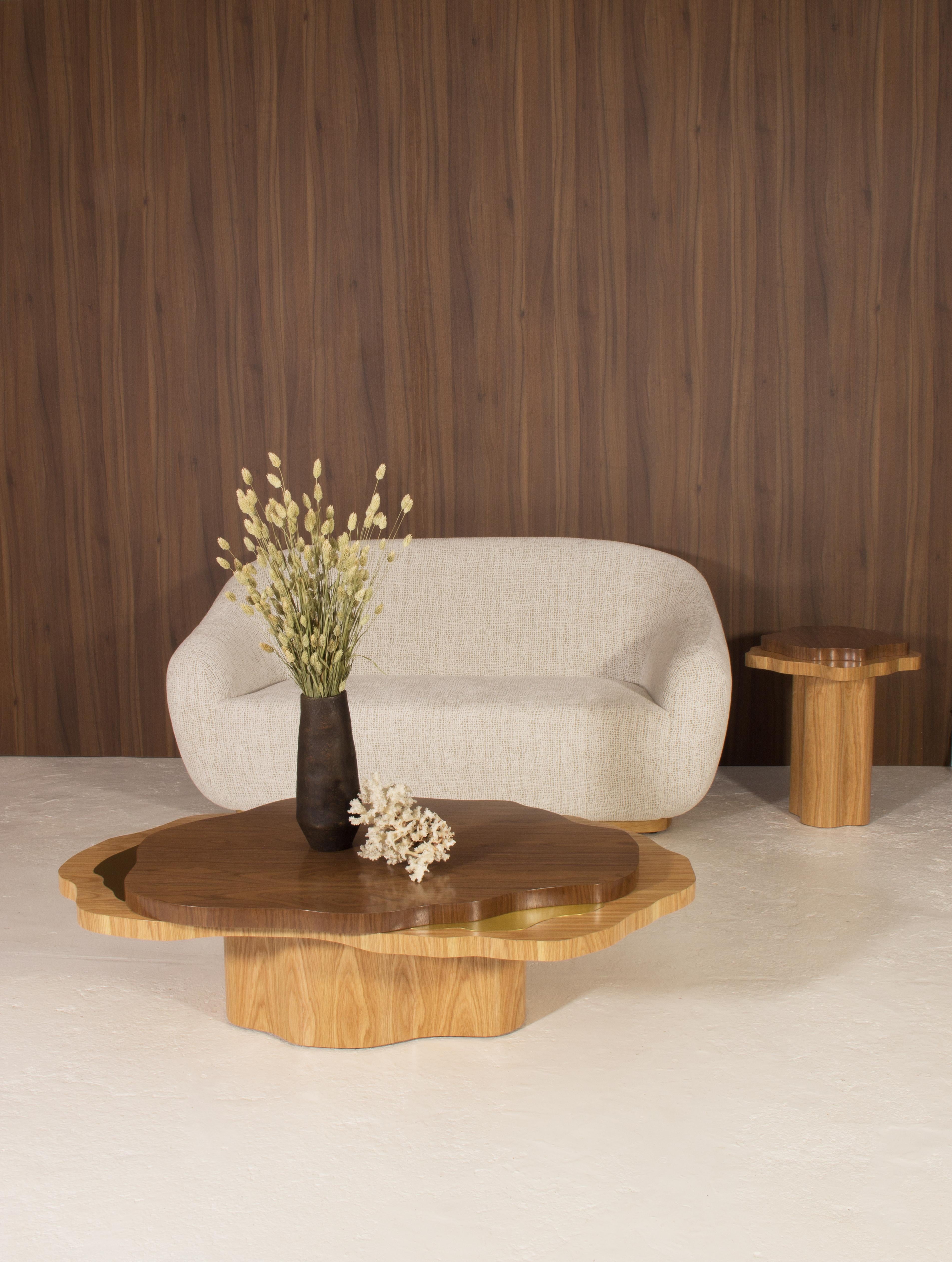 Contemporary Arizona Coffee Table, Walnut Oak Brass, InsidherLand by Joana Santos Barbosa For Sale