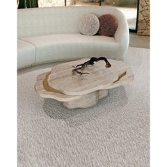 Arizona Coffee Table in Travertine Stone & Brushed Brass by InsidherLand