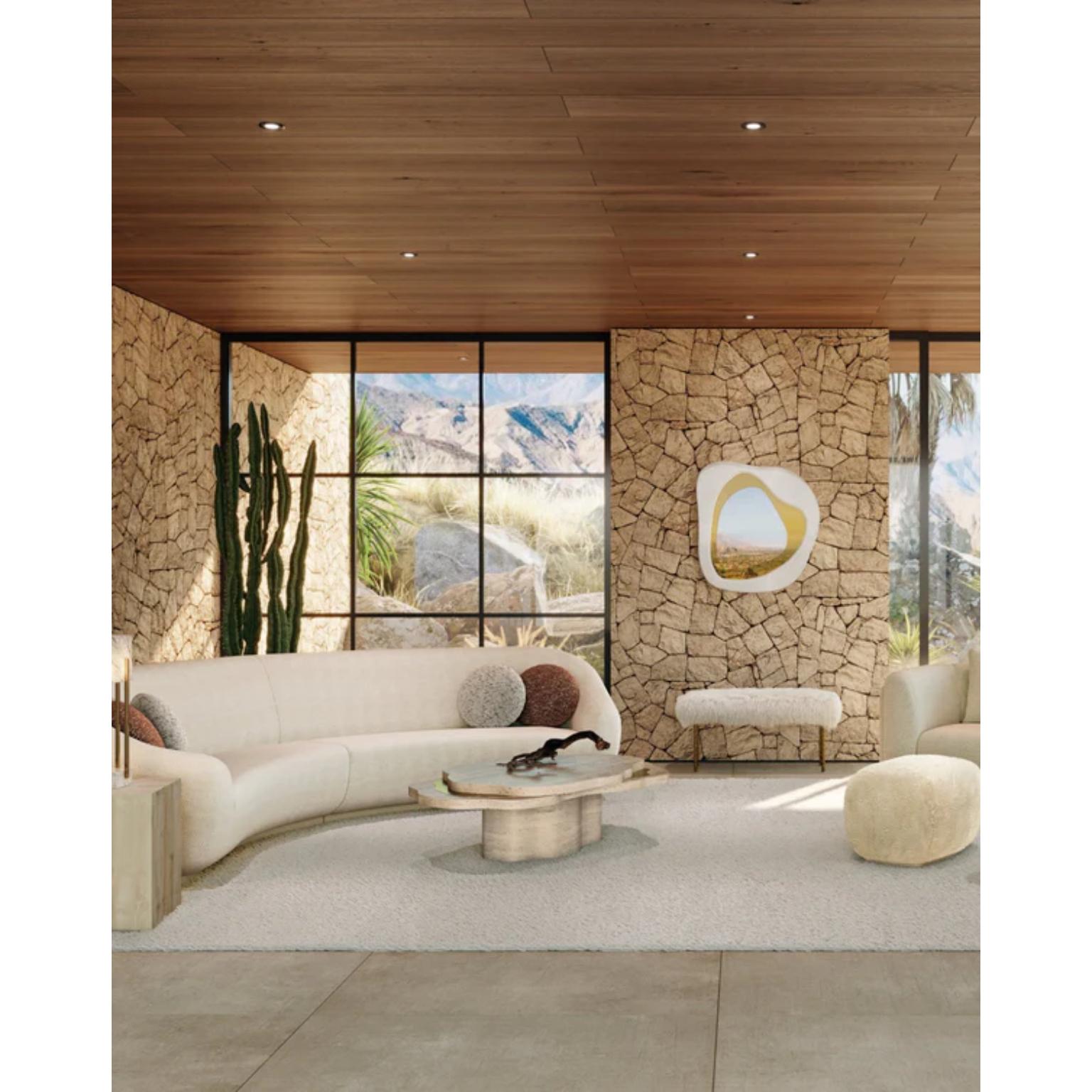 Post-Modern Arizona Coffee Table in Travertine Stone & Brushed Brass by InsidherLand For Sale
