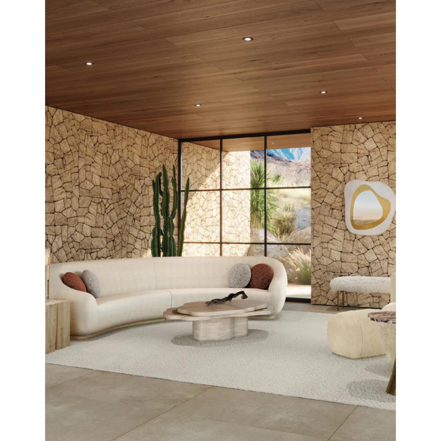 Portuguese Arizona Coffee Table in Travertine Stone & Brushed Brass by InsidherLand For Sale