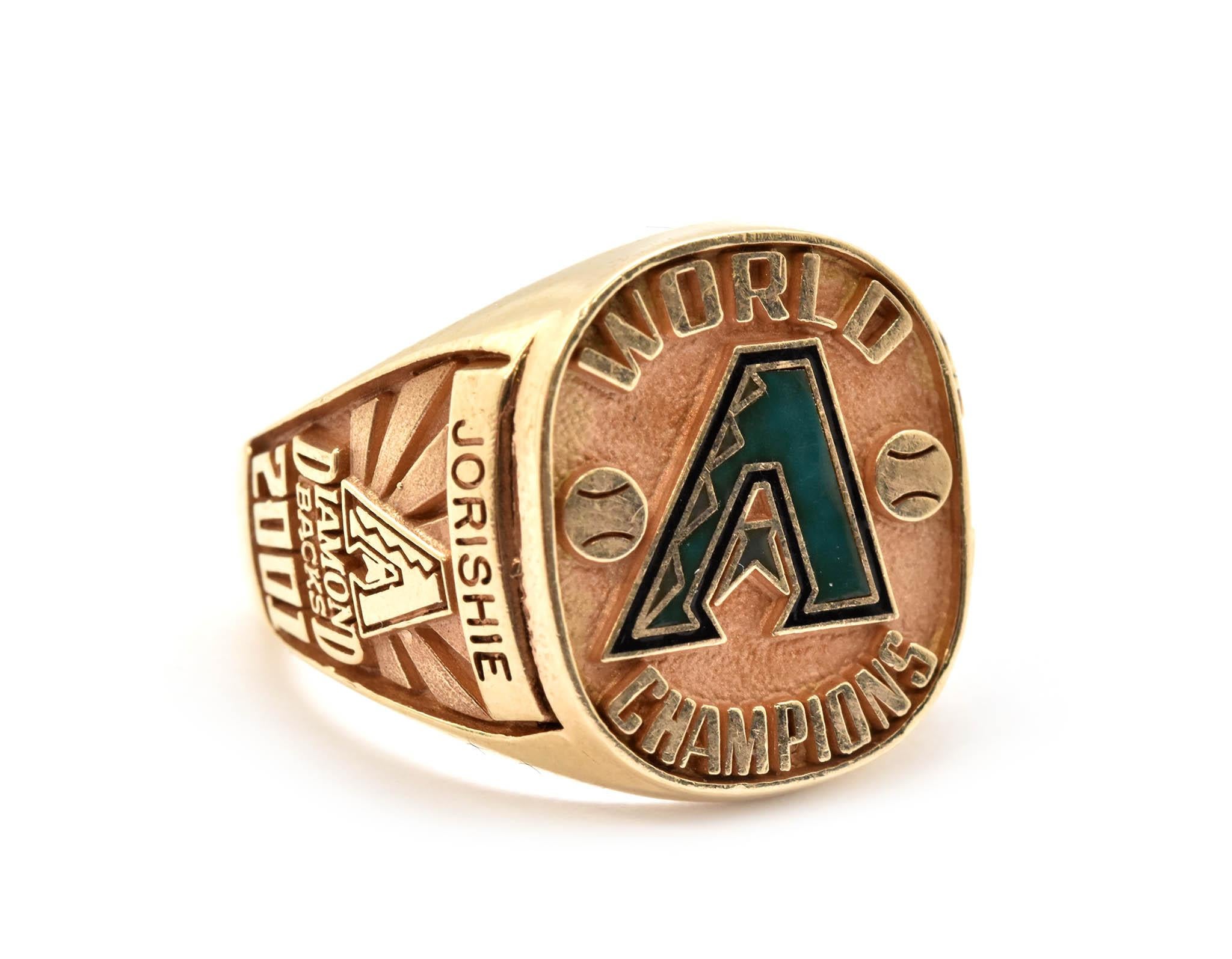 Modern Arizona Diamondbacks 14 Karat Yellow Gold 2001 World Series Ring