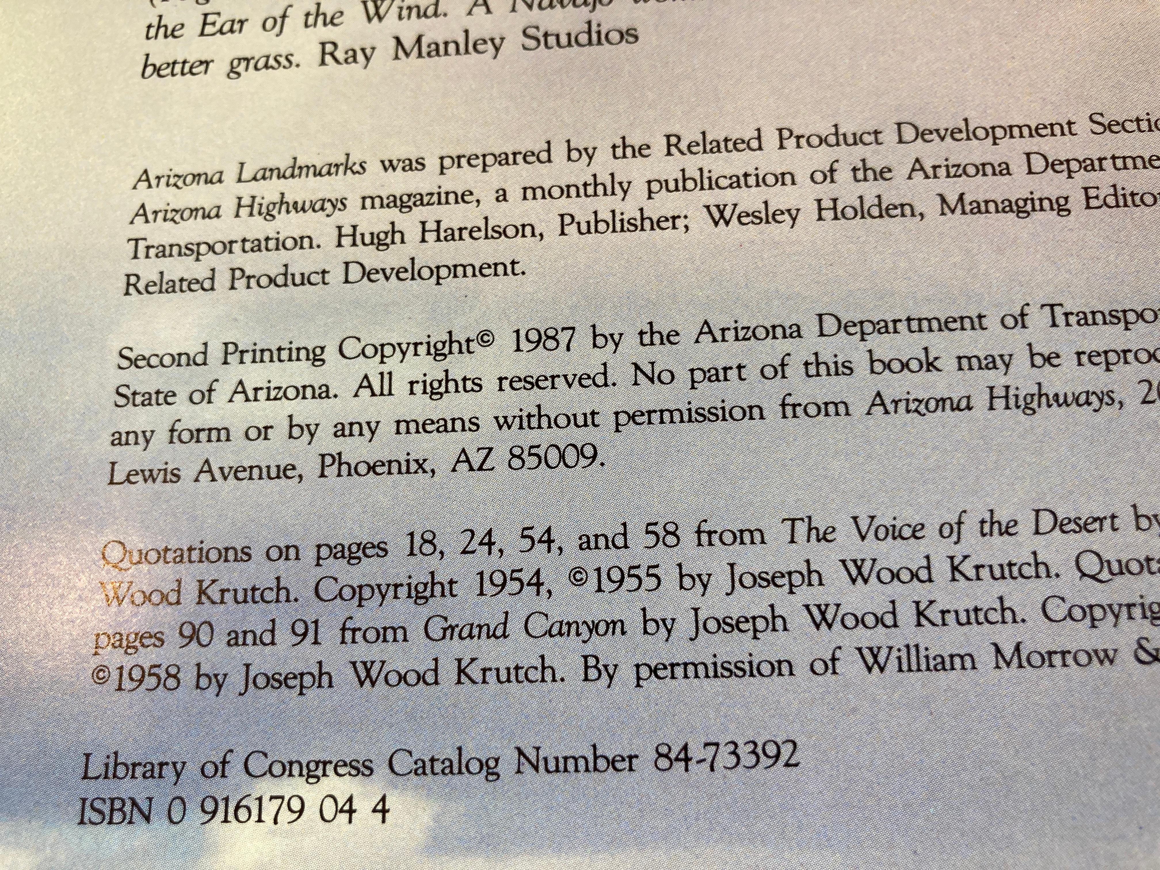 Arizona Landmarks Book by James E Cook Hardcover Book, 1987 4