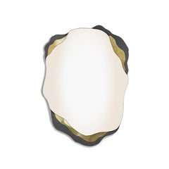 Natural organic shaped black lacquered brass Arizona mirror by InsidherLand