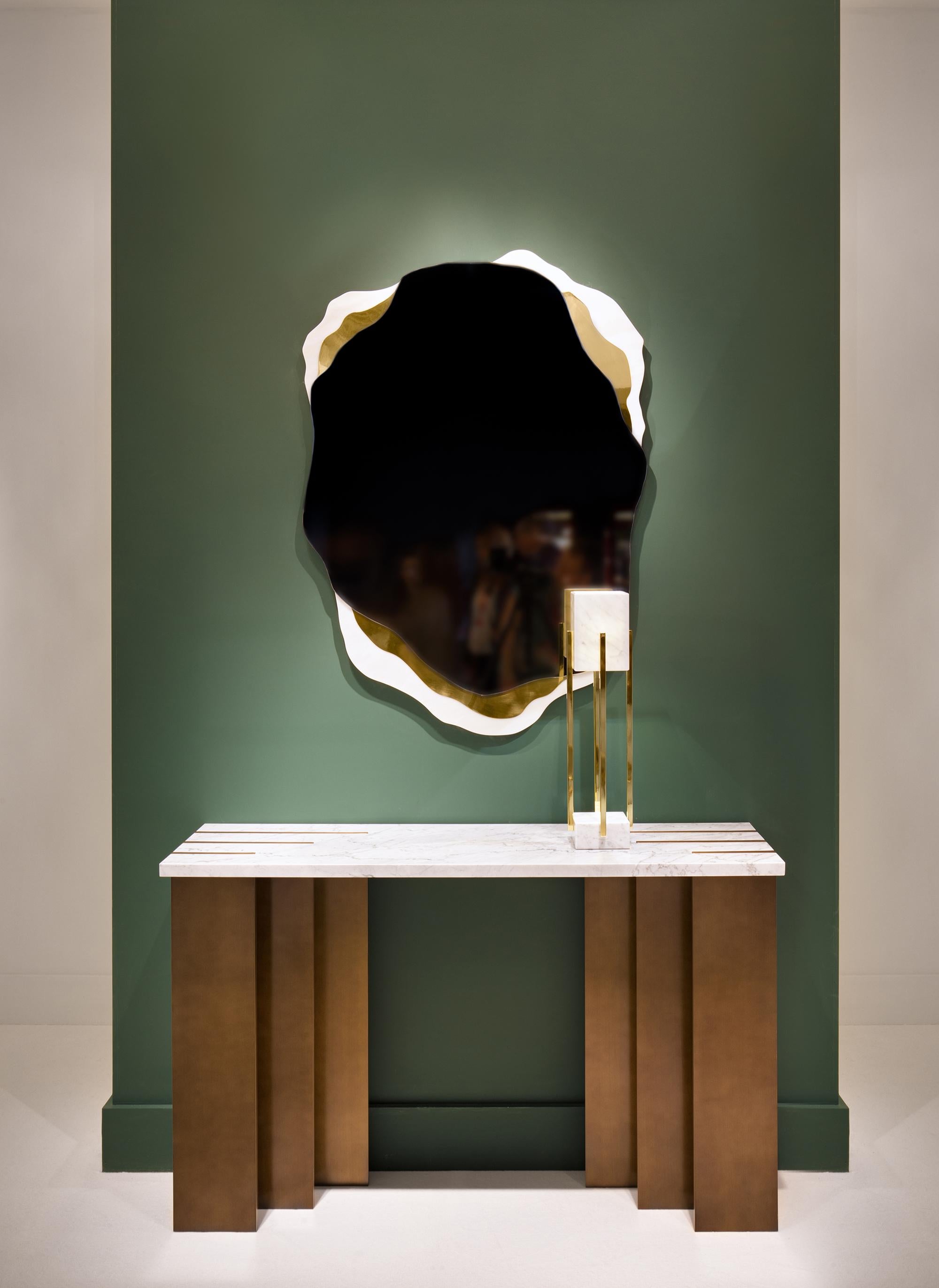 Modern Arizona Mirror, Brass and Nero Marquina, Insidherland by Joana Santos Barbosa For Sale