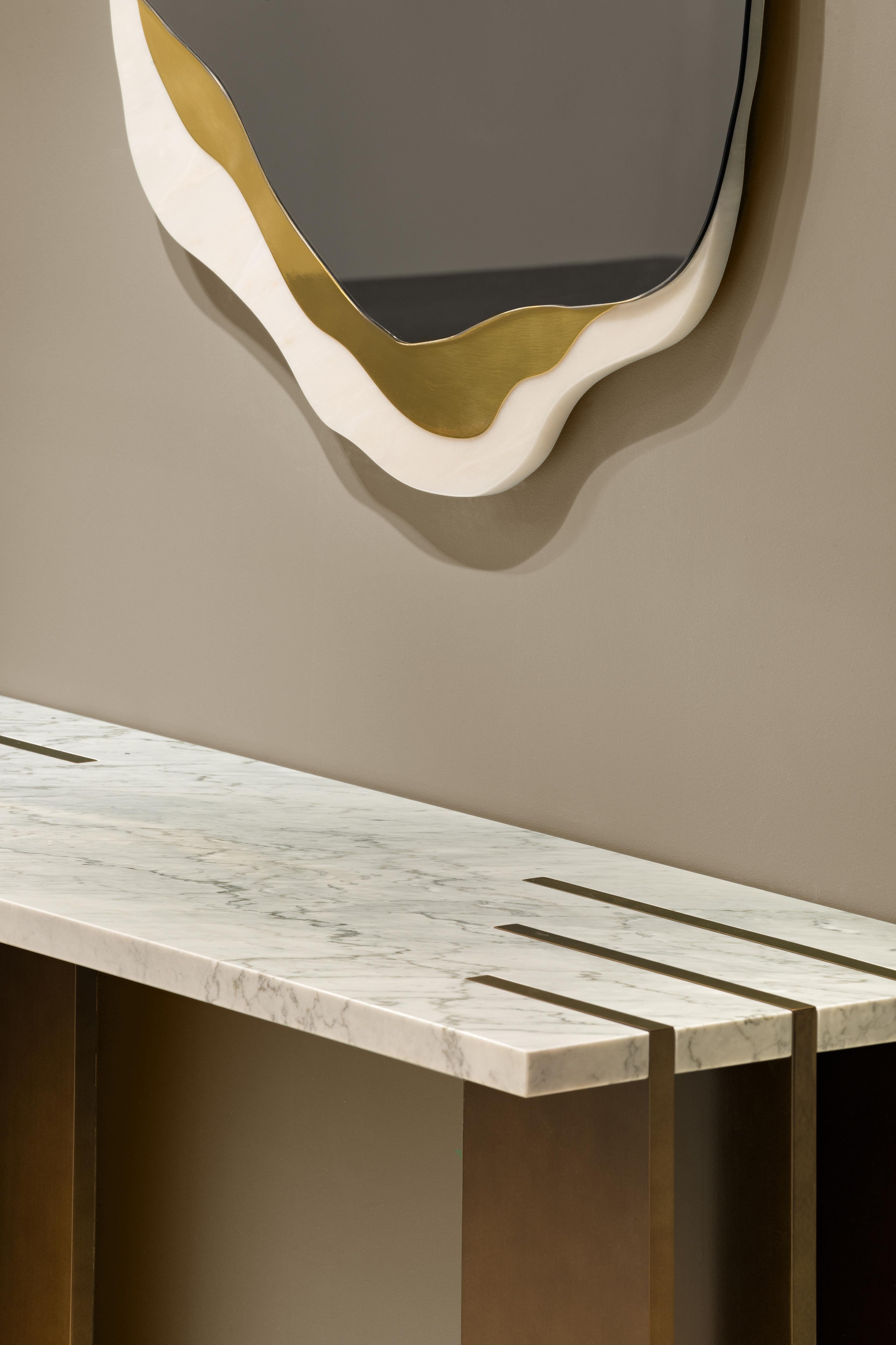 Modern Arizona Mirror, Estremoz Marble and Brass, InsidherLand by Joana Santos Barbosa For Sale