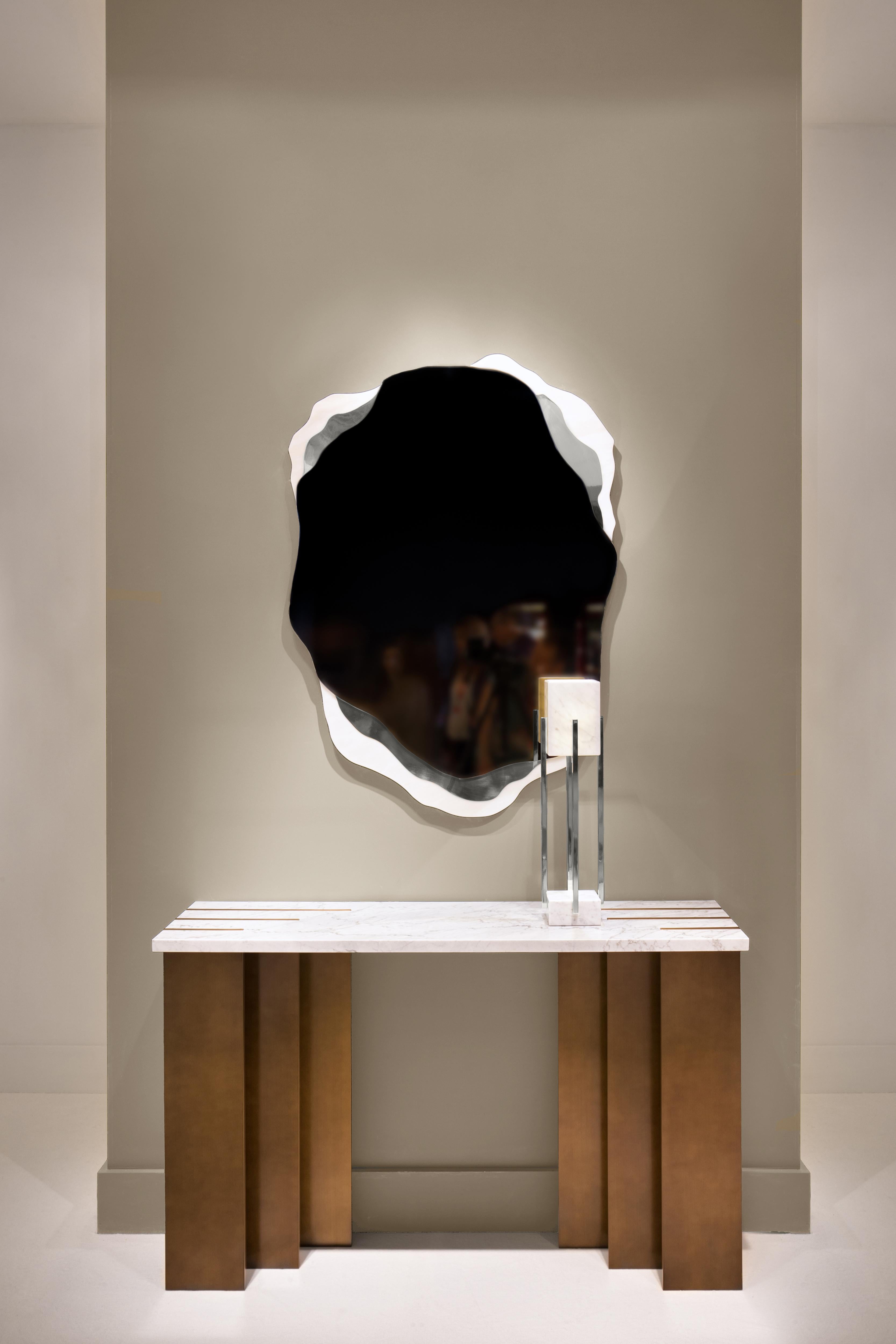 Spiegel aus Arizona, Nickel und Estremoz-Marmor, Insidherland von Joana Santos Barbosa (Portugiesisch) im Angebot